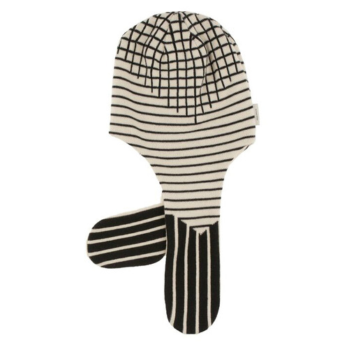 [30%]lines &amp; grid hat scarfbeige/black
