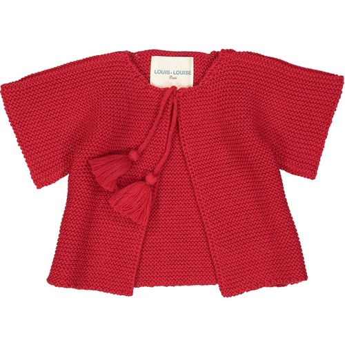 J[50%]BABY CARDIGAN EDITH - RED WOOL KNITTED