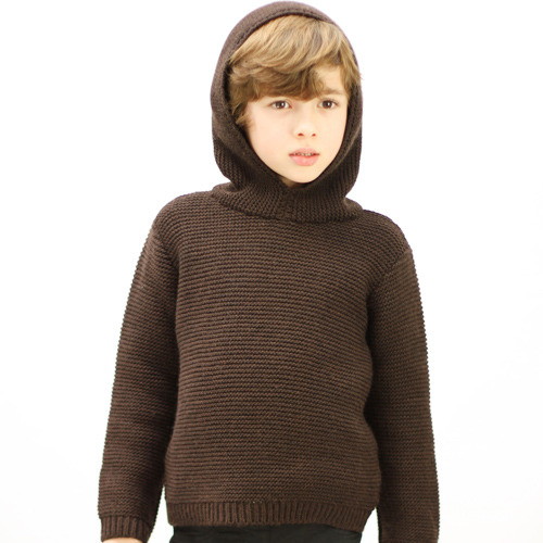 [균일]Knitted hoodie-brown