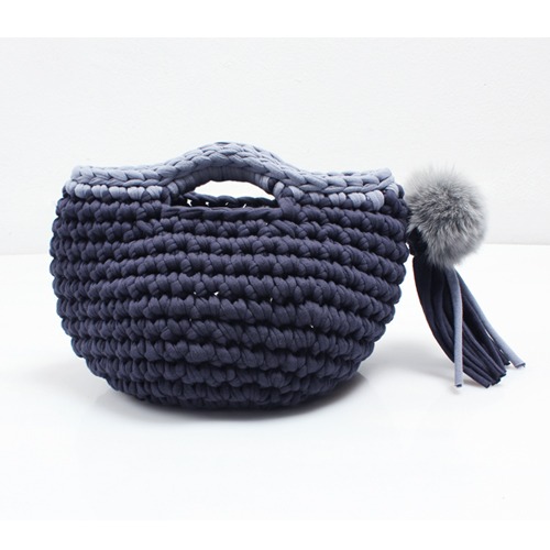 Knitted mini basket-Navy