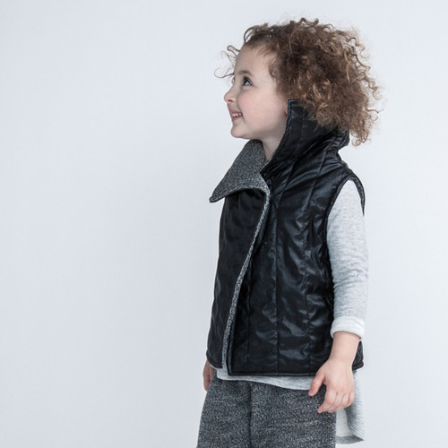 [40%]Quilted Faux Leather vestblack 2Y, 3Y)