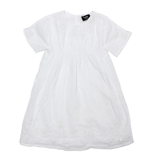 Cotton linen dresswith embroidery-white