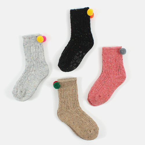 pompom knit socks4color